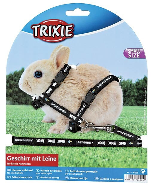 Aksesuārs grauzējiem - Trixie Harness with Lead for Small Rabbits, 20 - 33cm / 8 mm, 1.25 m