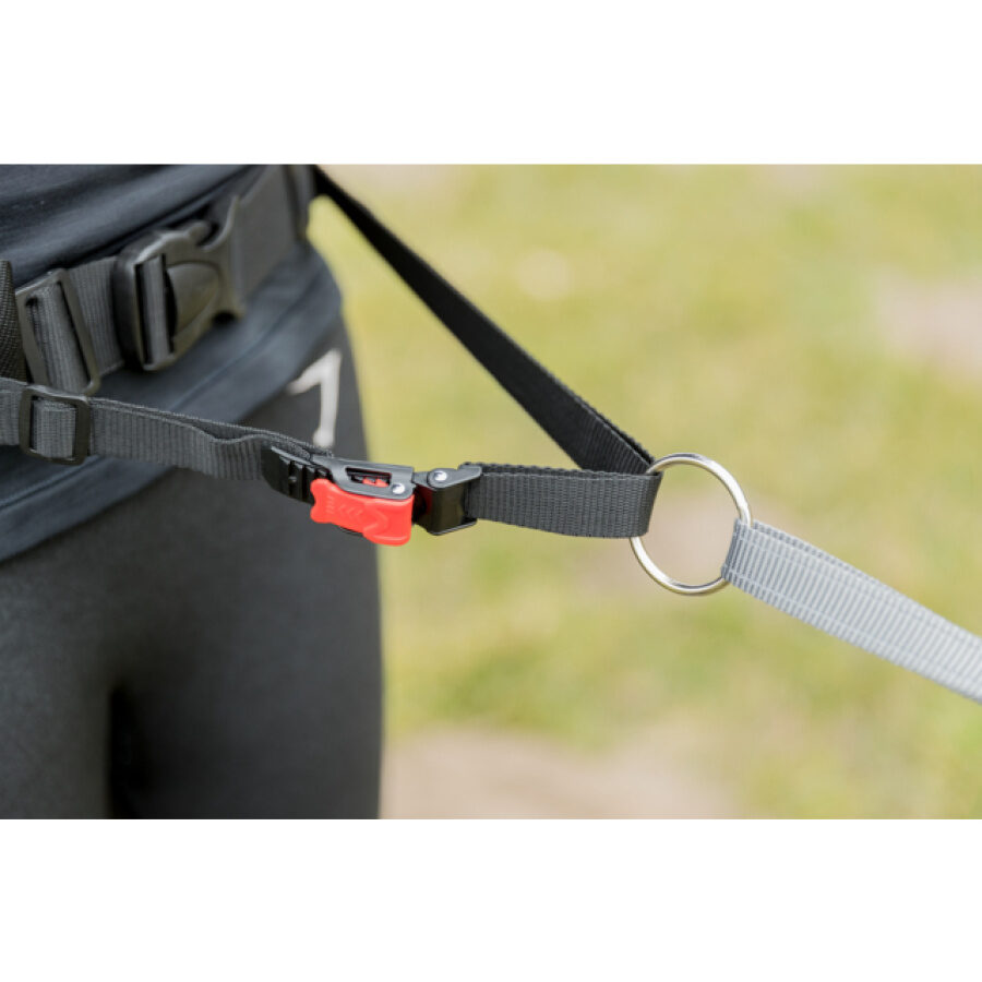 Pavada skriešanai ar somu : Trixie Jogging belt with leash, belt: 70–130 cm/23 cm, leash: 1.15–1.50 m/20 mm, grey/black