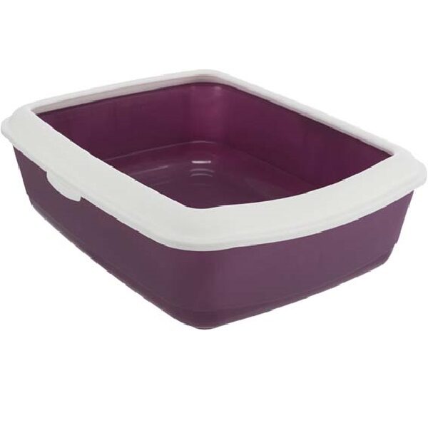 Kaķu tualete - Trixie Classic cat litter tray, with rim, 37 × 15 × 47 cm, berry/white