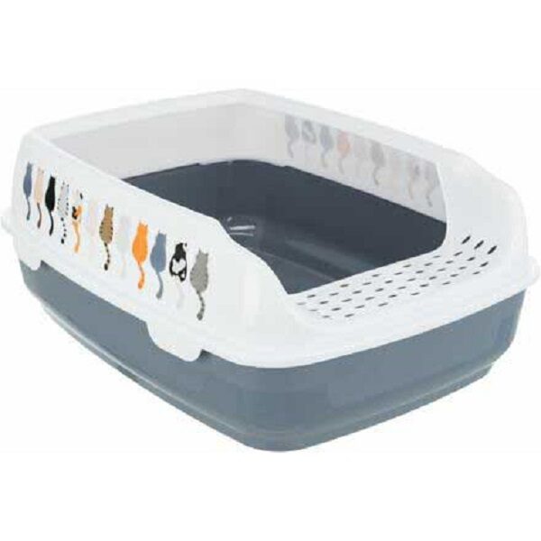 Kaķu tualete - Trixie Delio cat litter tray, with rim, 35 × 20 × 48 cm, grey/white