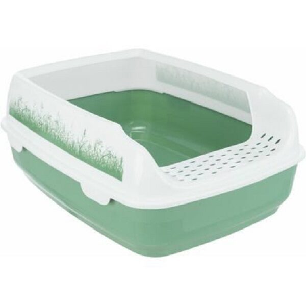 Kaķu tualete - Trixie Delio cat litter tray, with rim, 35 × 20 × 48 cm, green/white