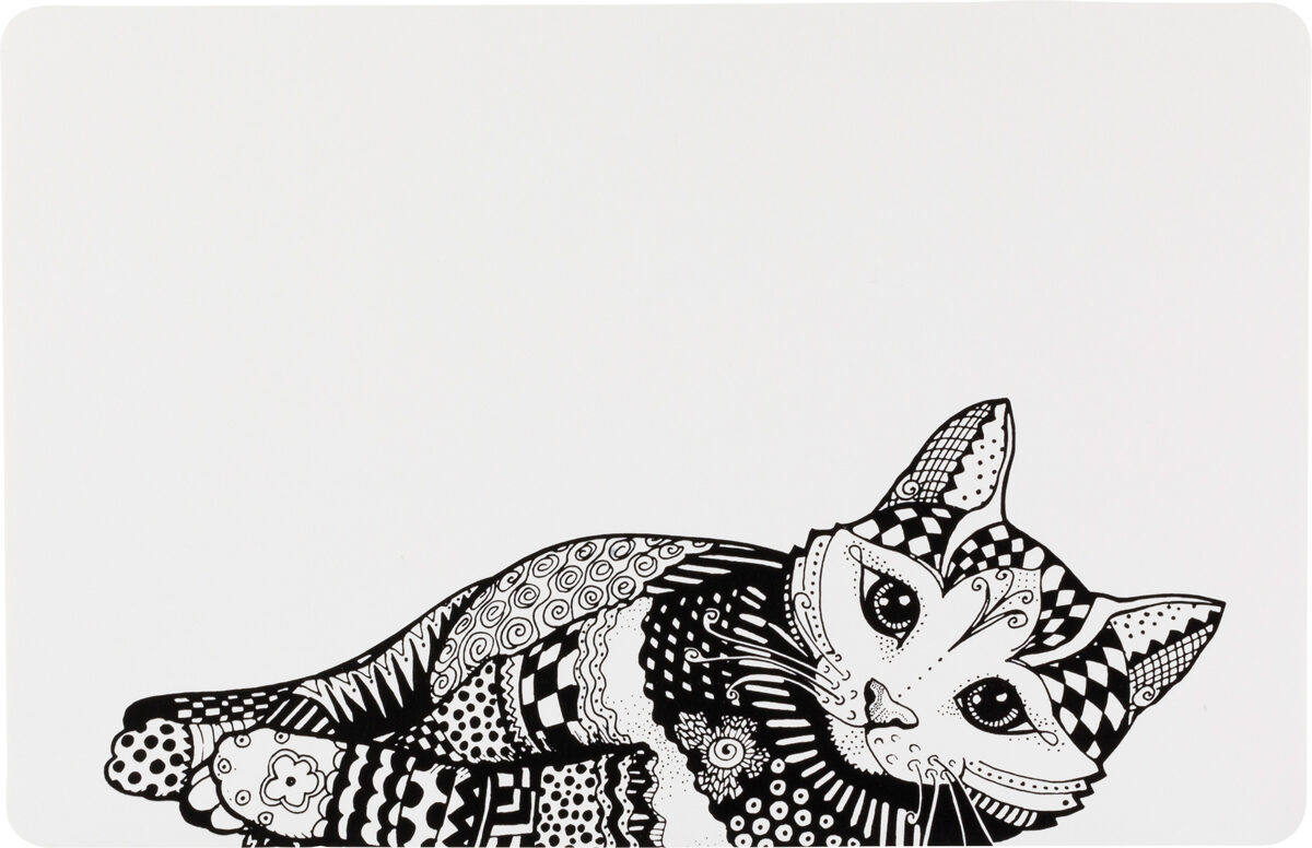 Paklājiņš kaķu barošanai - Trixie Zentangle place mat, 44 × 28 cm, white/black