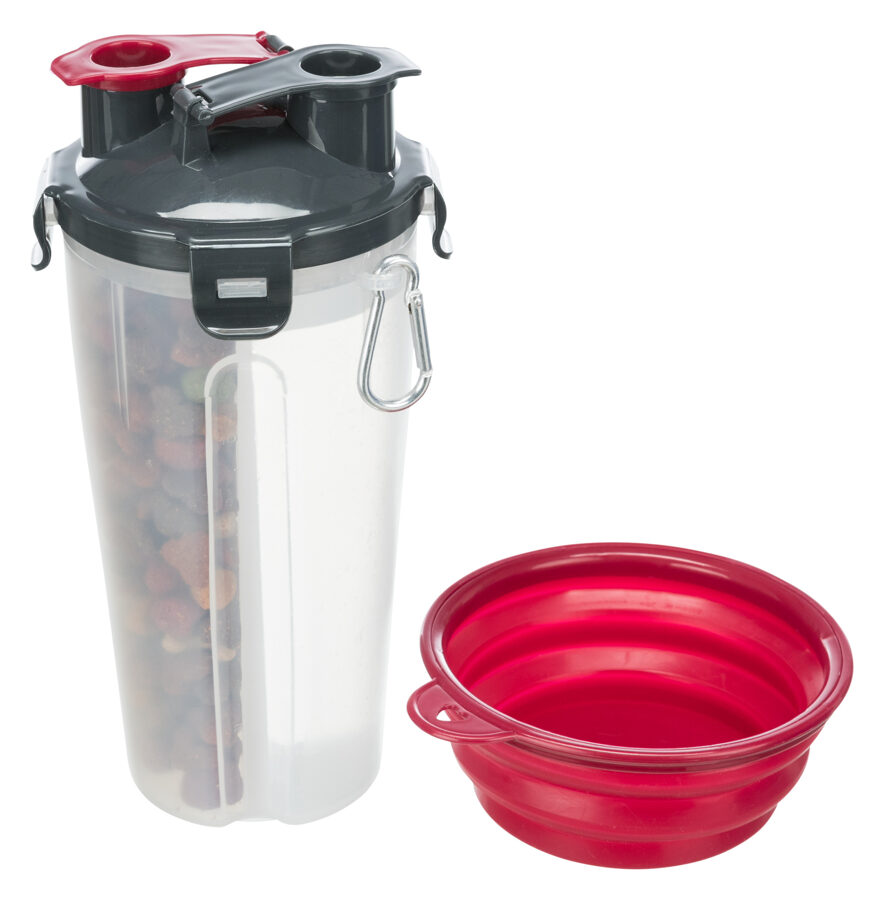 Ceļojumu pudele - Trixie Food and water container, plastic, 2 × 0.35 l/ø11 × 23 cm
