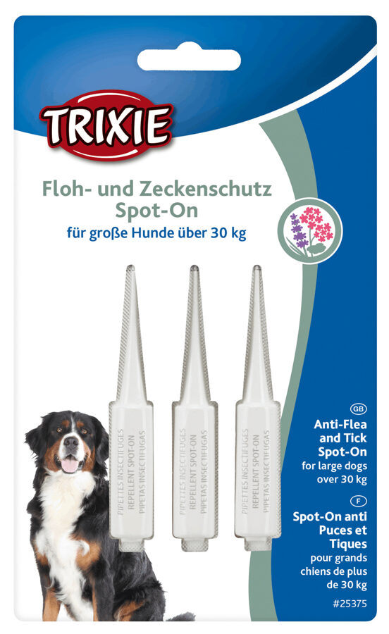 Bio pilieni pret parazītiem lielo šķirņu suņiem - Trixie Spot-On flea and tick protection for large dogs, 3 × 5 ml