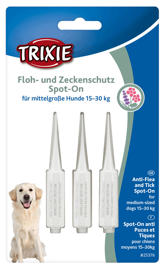 Bio pilieni pret parazītiem vidējo šķirņu suņiem - Trixie Spot-On flea and tick protection for medium-sized , 3 × 5 ml