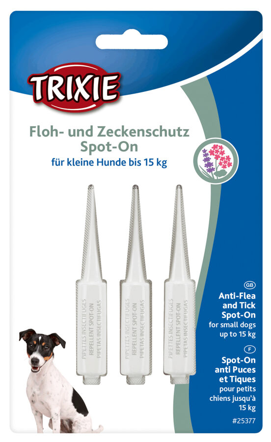 Bio pilieni pret parazītiem mazo šķirņu suņiem - Trixie Spot-On flea and tick protection for small dogs, 3 × 1.5 ml