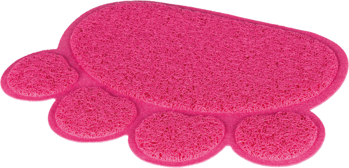 Kaķu tualetes paklājs - Trixie Cat litter tray mat, paw, PVC, 40 × 30 cm, pink