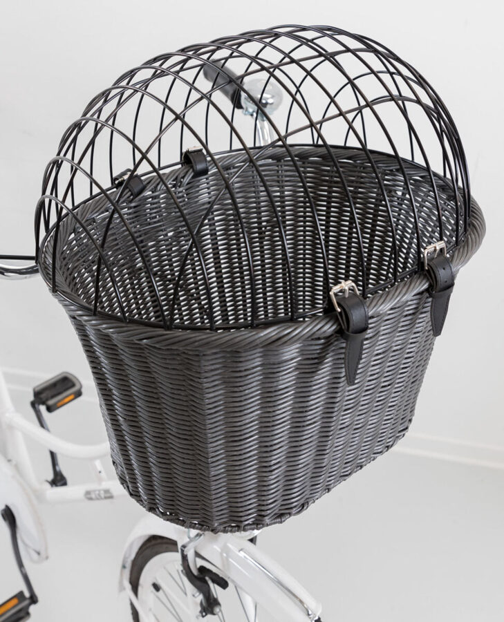Grozs suņu pārvadāšanai (stiprināma pie velosipēda) : Trixie Front bicycle basket, 44 × 34 × 41 cm, anthracite