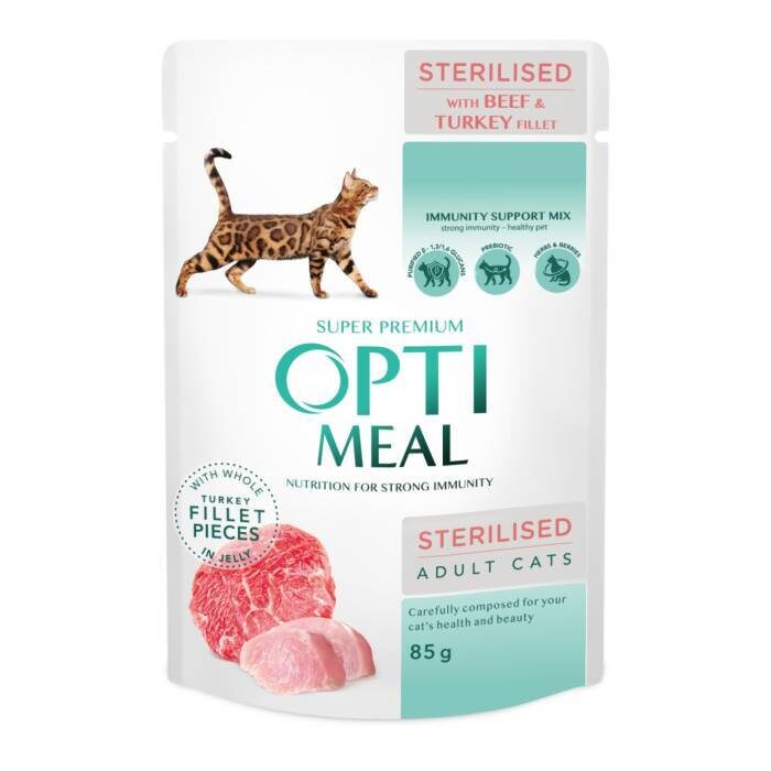 OPTIMEAL™ pilnvērtīga konservētā barība sterilizētām un