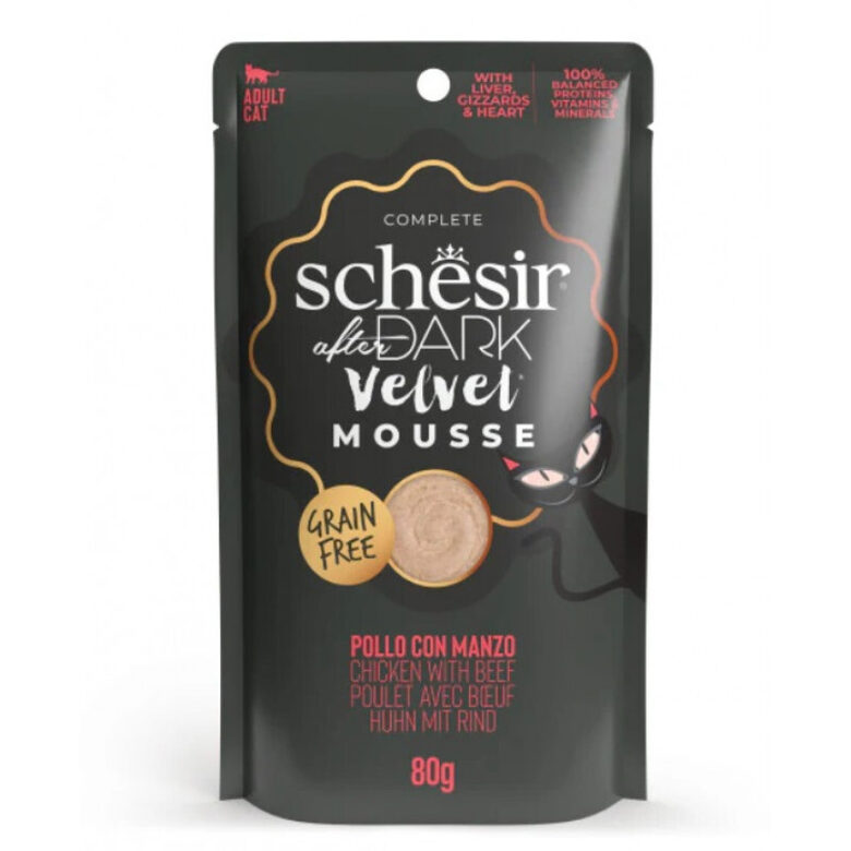 Schesir After Dark Chicken with Beef Velvet Mousse, 80g - полноценное питание - мусс из курицы и говядины