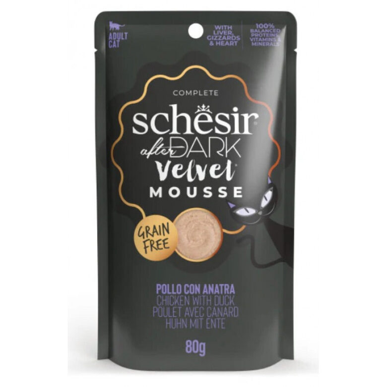 Schesir After Dark Chicken with Duck Velvet Mousse, 80g - полноценное питание - мусс из курицы и утки