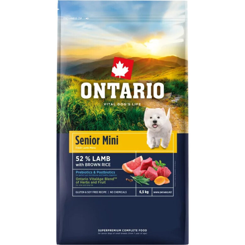 Ontario Senior Mini, Lamb and Brown Rice, 6,5 kg -  сухой корм с бараниной и рисом для пожилых собак мелких пород
