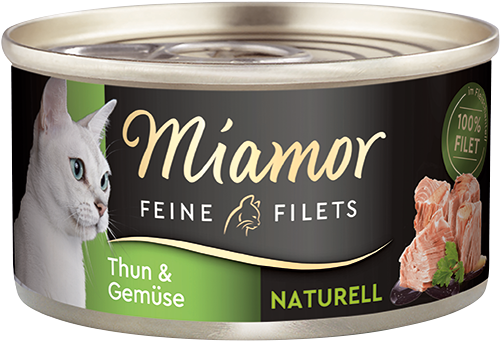 Miamor Feine Fillets Naturelle Thun & Gemüse 80g - Tunča filejas gabaliņi ar dārzeņiem savā sulā