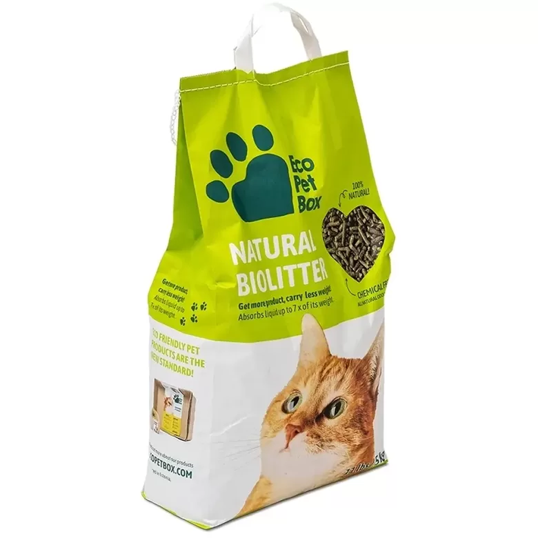 EcoPetBox Natural Biolitter 5kg (granulas) - pakaiši no zāģu skaidām un siena kaķiem un putniem 