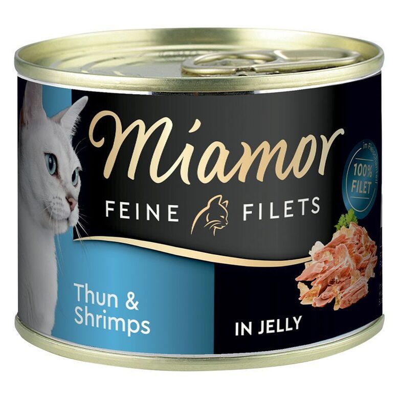 Miamor Feine Fillets Tuna & Shrimps 185g - filejas gabaliņi želejā ar tunci un garnelēm