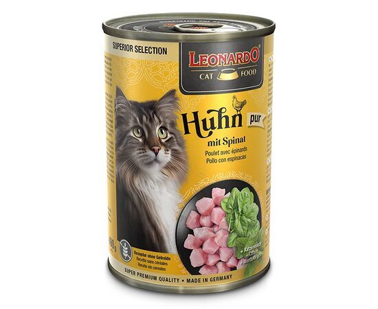 Leonardo  Chicken with spinach 400g - Консервы для котов с курицей и шпинатом