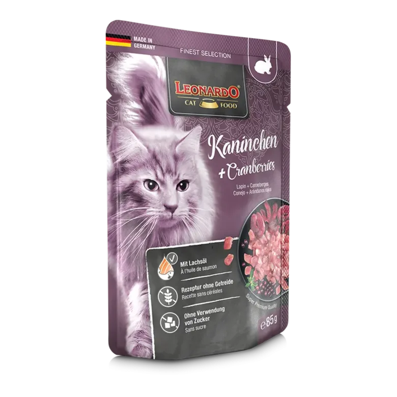 Leonardo Rabbit &Cranberries 85g - Kaķu konservi ar truša gaļu un dzērvenēm