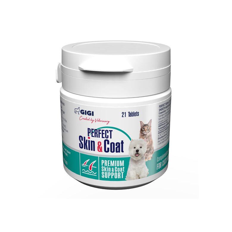 GIGI Perfect Skin & Coat 90 tab. - ādas un apmatojuma kvalitātes uzlabošanai, dermatīta profilaksei suņiem un kaķiem