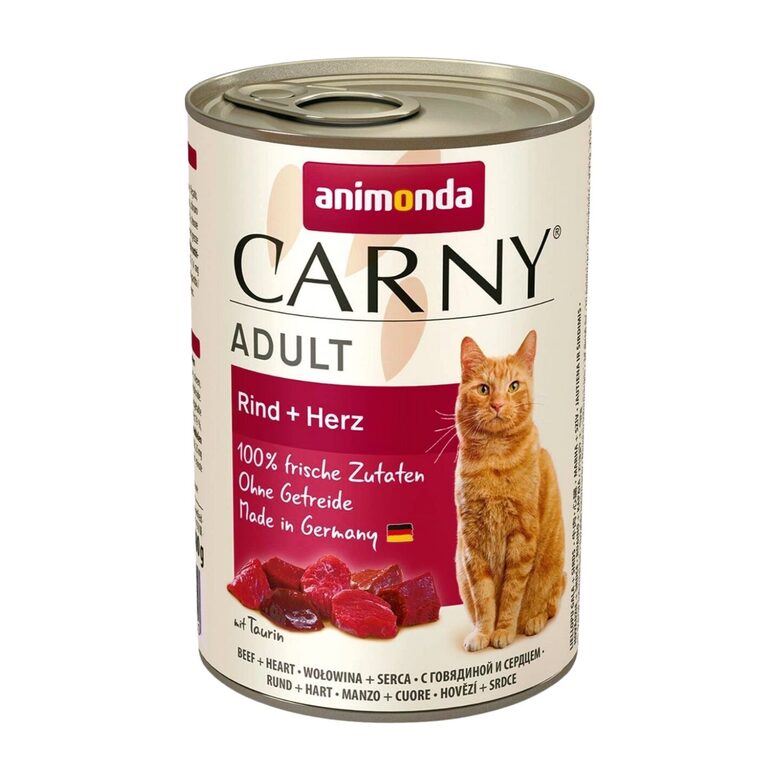 Animonda Carny Adult ar liellopa gaļu un sirsniņām, 400g - konservi kaķiem