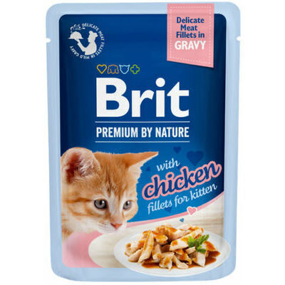 Brit Premium Cat Delicate Fillets in Gravy with Chicken for Kitten 85 g konservi kaķiem