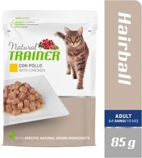 NATURAL TRAINER HAIRBALL CHICKEN 85G -  KONSERVI AR VISTU SPALVU IZVADĪŠANAI PIEAUGUŠIEM KAĶIEM