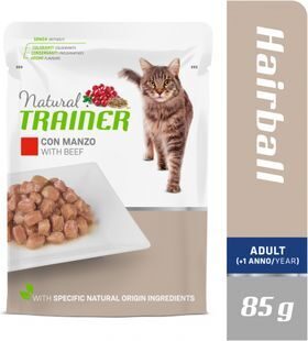 NATURAL TRAINER HAIRBALL BEEF 85G - KONSERVI AR LIELLOPU SPALVU IZVADĪŠANAI PIEAUGUŠIEM KAĶIEM