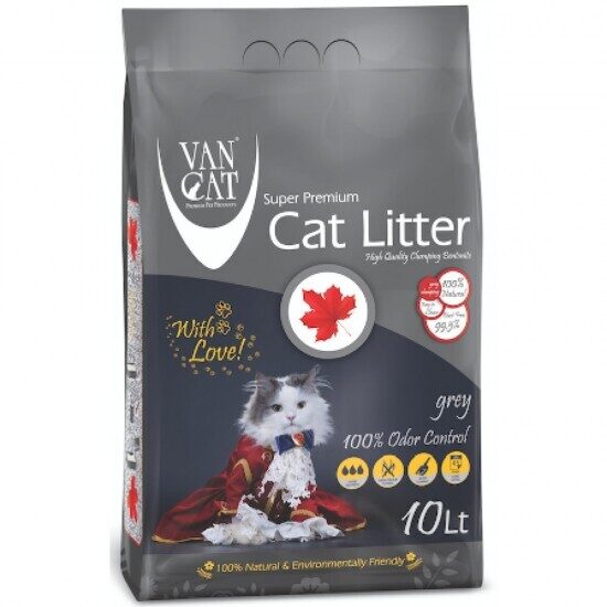 VAN CAT Grey ( Pēleks) 10l - cementējošās smiltis kaķu tualetēm 