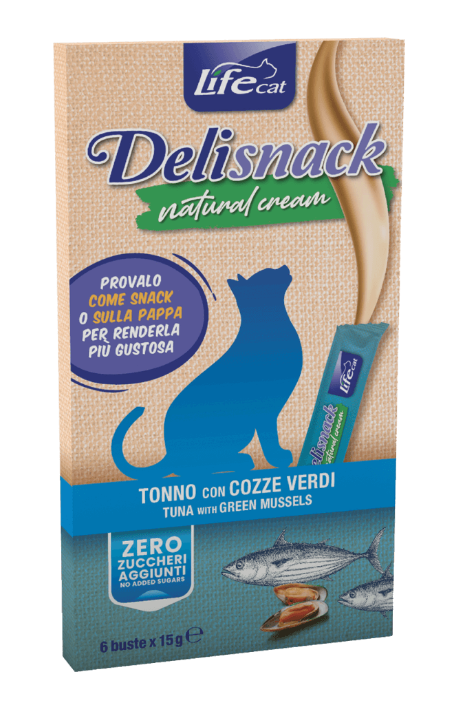 Life Cat Deli Natural Cream ar tunci un zaļajām mīdijām 6*15g