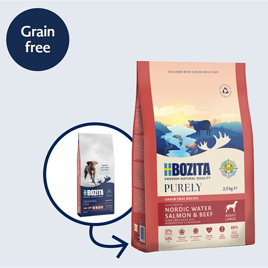 Bozita Purely Adult Large Salmon & Beef, 11kg - БЕЗЗЕРНОВОЙ сухой корм с лососем и говядиной для взрослых собак крупных пород   Код товара: 020147