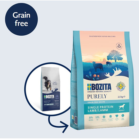 Bozita Purely Adult Lamb, 11kg - БЕЗЗЕРНОВОЙ сухой корм с ягнёнком для взрослых собак  Код товара: 020152