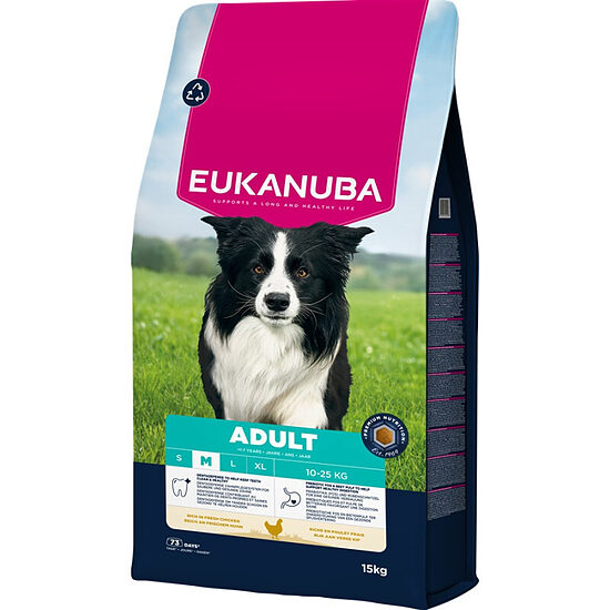 Сухой корм для собак — Eukanuba Adult Medium Chicken, 15 кг  Код товара: 112950