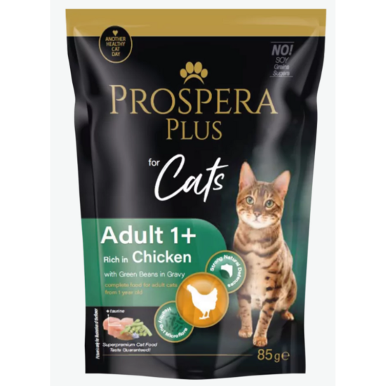  Prospera Plus, Cat Pouch Adult 1+, Chicken and Beans, 85 g