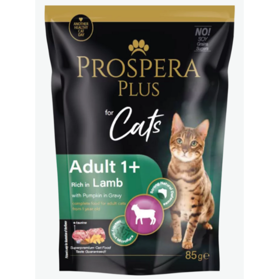 Консервы для кошек — Prospera Plus, Cat Pouch Adult 1+, Lamb and Pumpkins, 85 г
