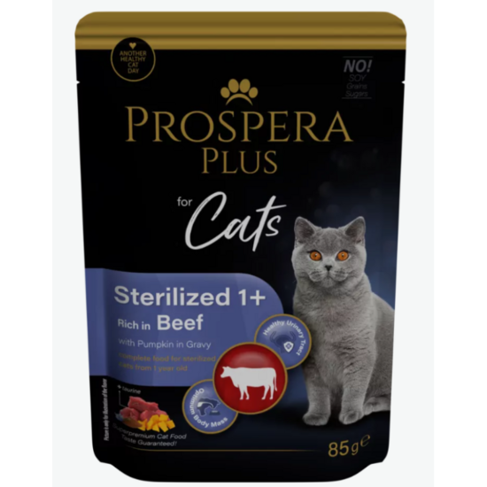 Prospera Plus, Cat Pouch Sterilized 1+, Beef and Pumpkins, 85 g