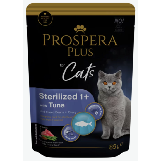 Prospera Plus, Cat Pouch Sterilized 1+, Tuna and Beans, 85 g