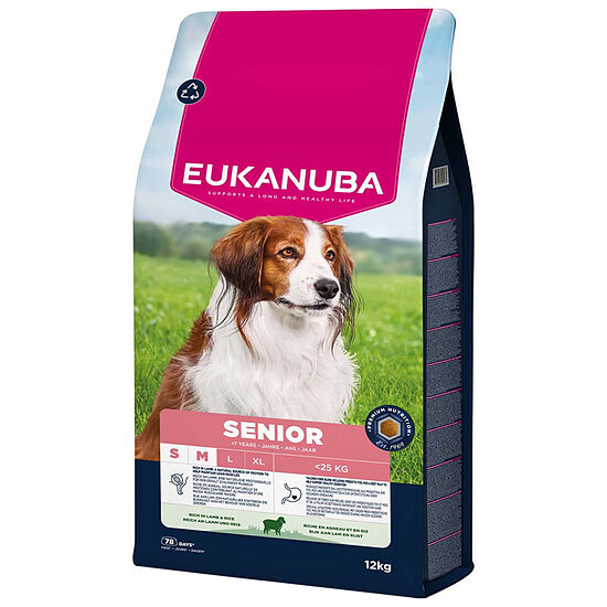 Сухой корм для собак — Eukanuba Senior Small & Medium Lamb and Rice, 12 кг  Код товара: 113336