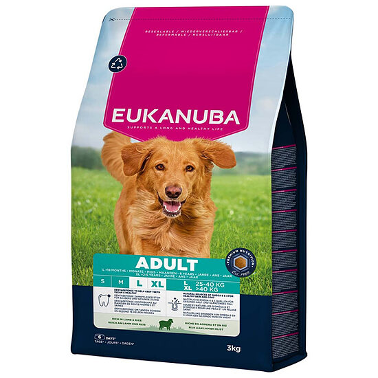 Сухой корм для собак — Eukanuba Adult Large Lamb and Rice, 3 кг  Код товара: 113339