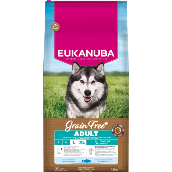 Сухой корм для собак — Eukanuba Adult Large Ocean Fish Grain Free, 12 кг   Код товара: 113510