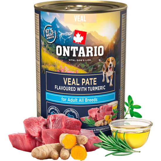 Консервы для собак — Ontario Adult Veal Pate with Turmeric Flavor 400 г 