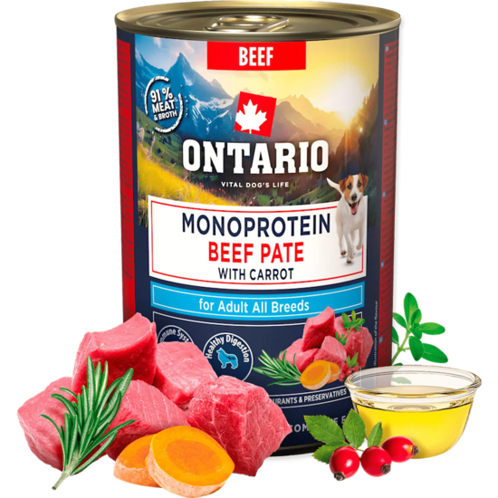 Консервы для собак — Ontario Adult Monoprotein Beef Pate with Carrots 400 г