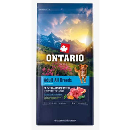 Ontario Adult All Breeds, Monoprotein, Tuna and Sweet Potatoes, 12 kg