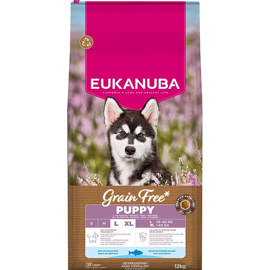 Сухой корм для щенков — Eukanuba Puppy & Junior Large Grain Free Ocean fish 12 кг  Код товара: 113671