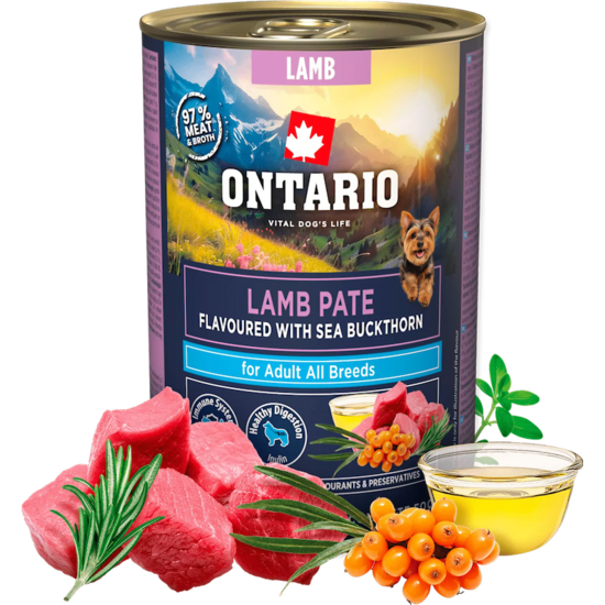 Консервы для собак — Ontario Adult Lamb Pate with Sea Buckthorn Flavor 400 г
