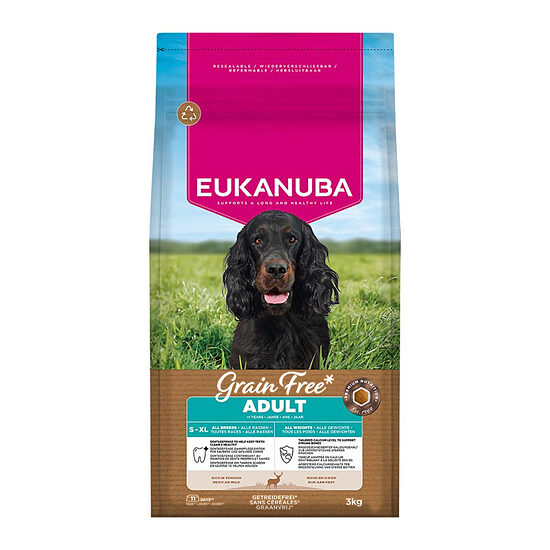 Сухой корм для собак — Eukanuba Grain Free Adult All Breed Venison 3 кг   Код товара: 113828