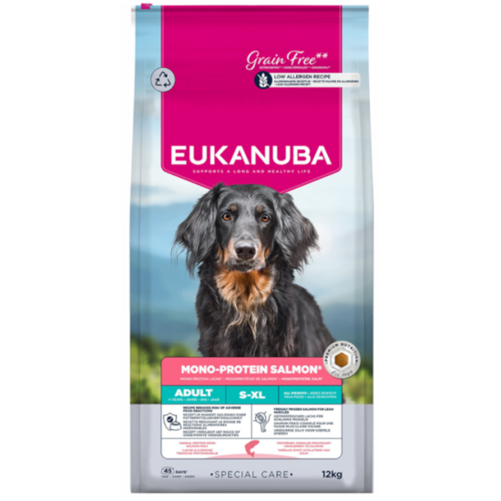 Сухой корм для собак — Eukanuba Adult Mono Protein Salmon, 12 кг  Код товара: 113843