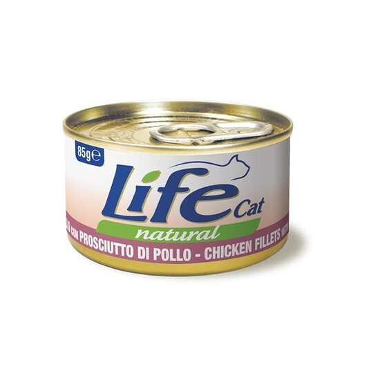 LIFE CAT CHICKEN WITH HAM 85g - konservi kaķiem ar vistas fileju un vistas šķiņķi