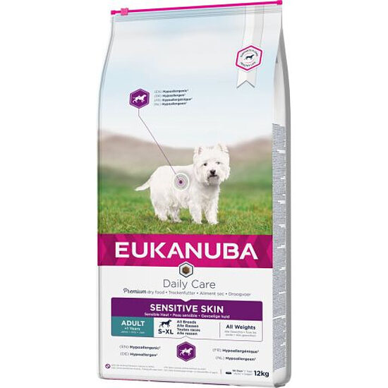 Сухой корм для собак — Eukanuba DAILY CARE ADULT SENSITIVE SKIN, 12 кг   Код товара: 100348