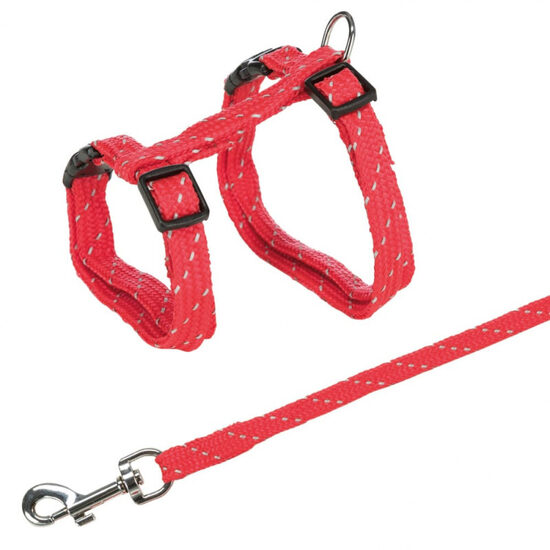 Krūšu siksna un pavada kaķiem - Trixie Cat Harness with Lead, 18-35cm/10mm, Lead 1.30m