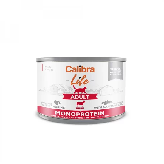 Calibra Cat Life Adult Beef 200g - monoproteīna konservi kaķiem ar liellopu