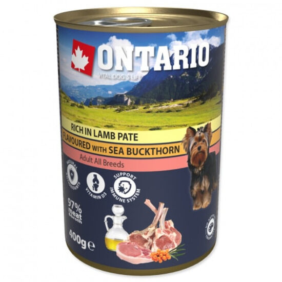 Ontario Dog Lamb Pate with Sea Buckthorn 400g - konservi suņiem